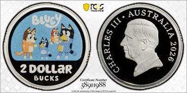 2026 $2 Bluey Colorized Ag PR70DCAM