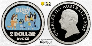 2026 $2 Bluey Colorized Ag PR70DCAM