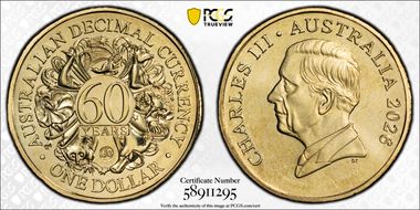 2026 $1 Decimal Currency AlBr 60 Counterstamp MS64