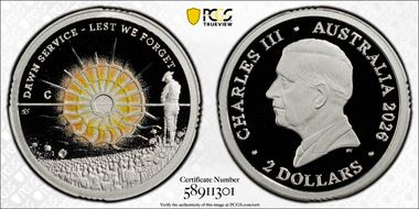 2026-C $2 Dawn Service Colorized Ag PR70DCAM