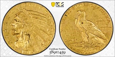 1915 $5 AU55