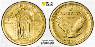 2016-W 25C 100th Anniversary Gold SP69