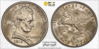 1918 50C Lincoln-Illinois MS62