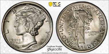 1940-S 10C MS65+ FB