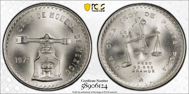 1979-Mo Onza KM-M49b.3 Ag Type 3 MS66