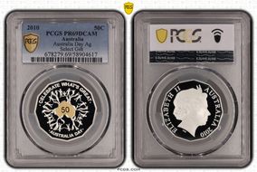 2010 50C Australia Day Ag Select Gilt PR69DCAM
