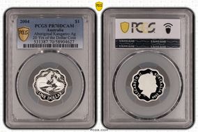 2004 $1 Aboriginal Kangaroo Ag 20 Yrs of the Dollar Coin PR70DCAM