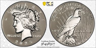 2025-S $1 Peace Dollar Rev PR Two-Coin Reverse Proof Set PR69