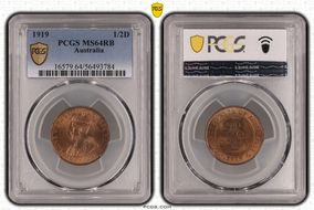 1919 1/2D MS64RB