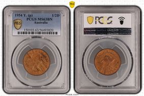 1954 Y. (p) 1/2D MS63BN