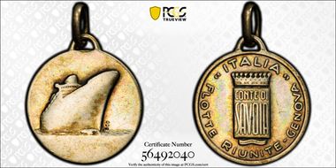 (1932) Medal SS Conte di Savoia Ag Italia Flotte Riunite, Genoa VF30
