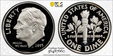 2015-W 10C Silver PR70DCAM
