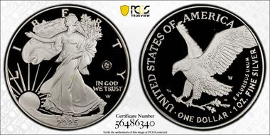 2025-W $1 Silver Eagle w/ Laser Privy PR69DCAM