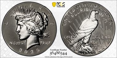 2025-S $1 Peace Dollar Rev PR Two-Coin Reverse Proof Set PR69