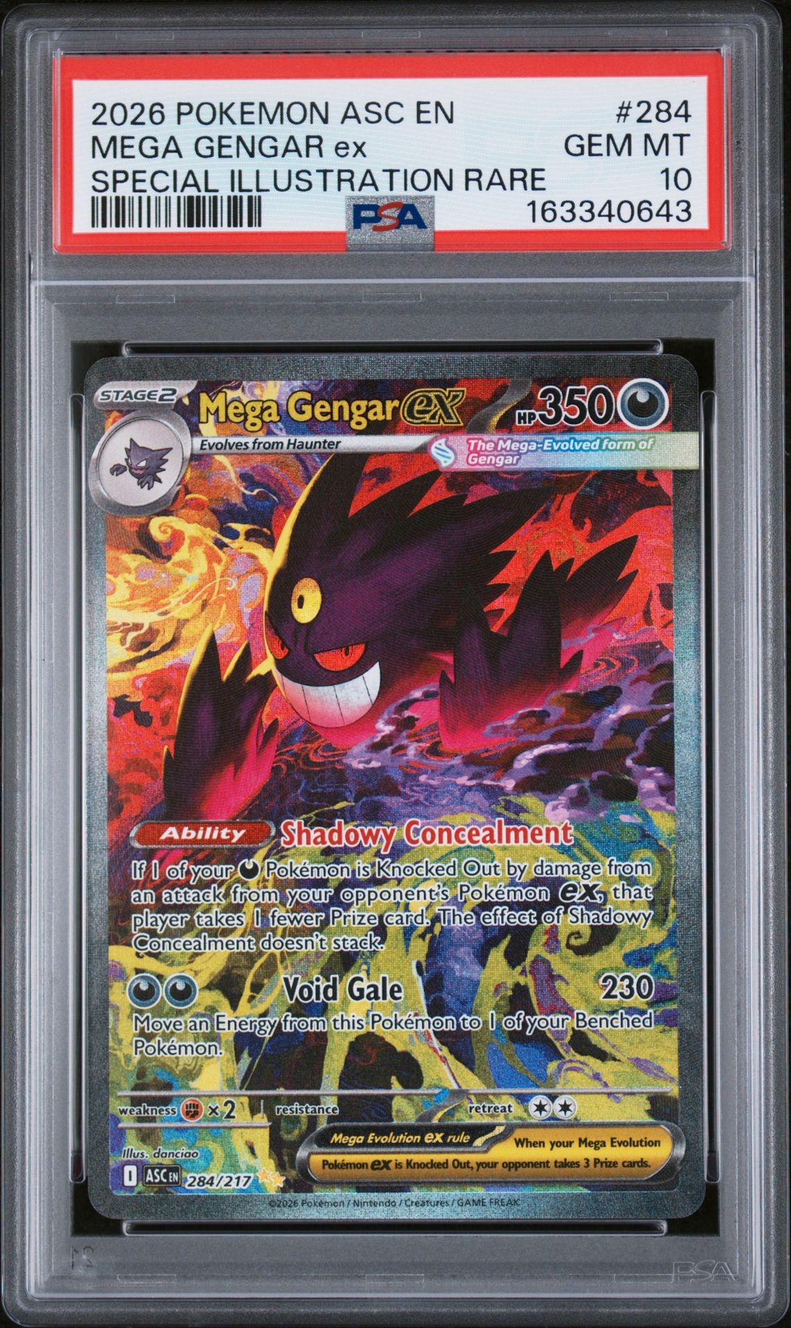 2026 Pokemon Asc En-Ascended Heroes Mega Gengar Ex #284 (Special Illustration Rare) Gem Mt 10 front