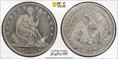 1853 50C Arrows & Rays N1