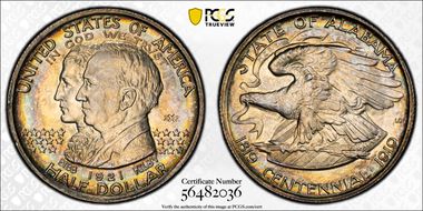 1921 50C Alabama, 2X2 MS66