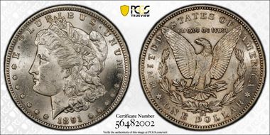 1891-CC $1 VAM 3, Spitting Eagle MS62