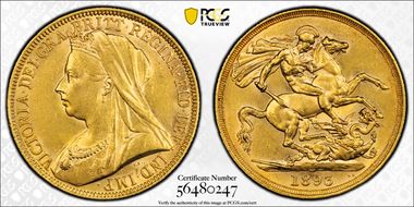 1893 £2 S-3873 AU58