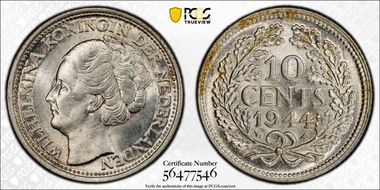 1944-P 10C Acorn privy mark KM-163  Ag MS64