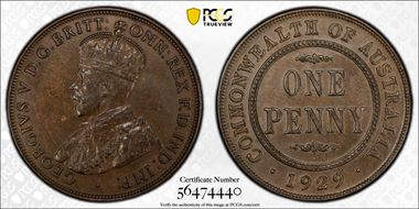 1929 (m) 1D Indian obverse AU58BN