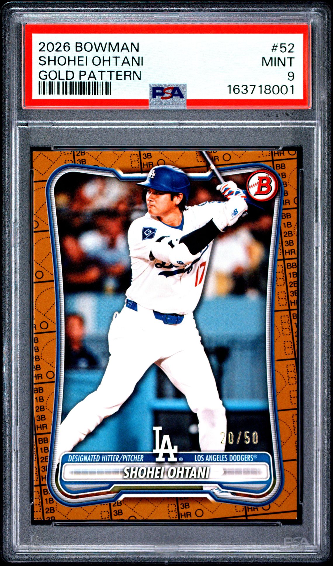 2026 Bowman Shohei Ohtani #52 (Gold Pattern) Mint 9 front