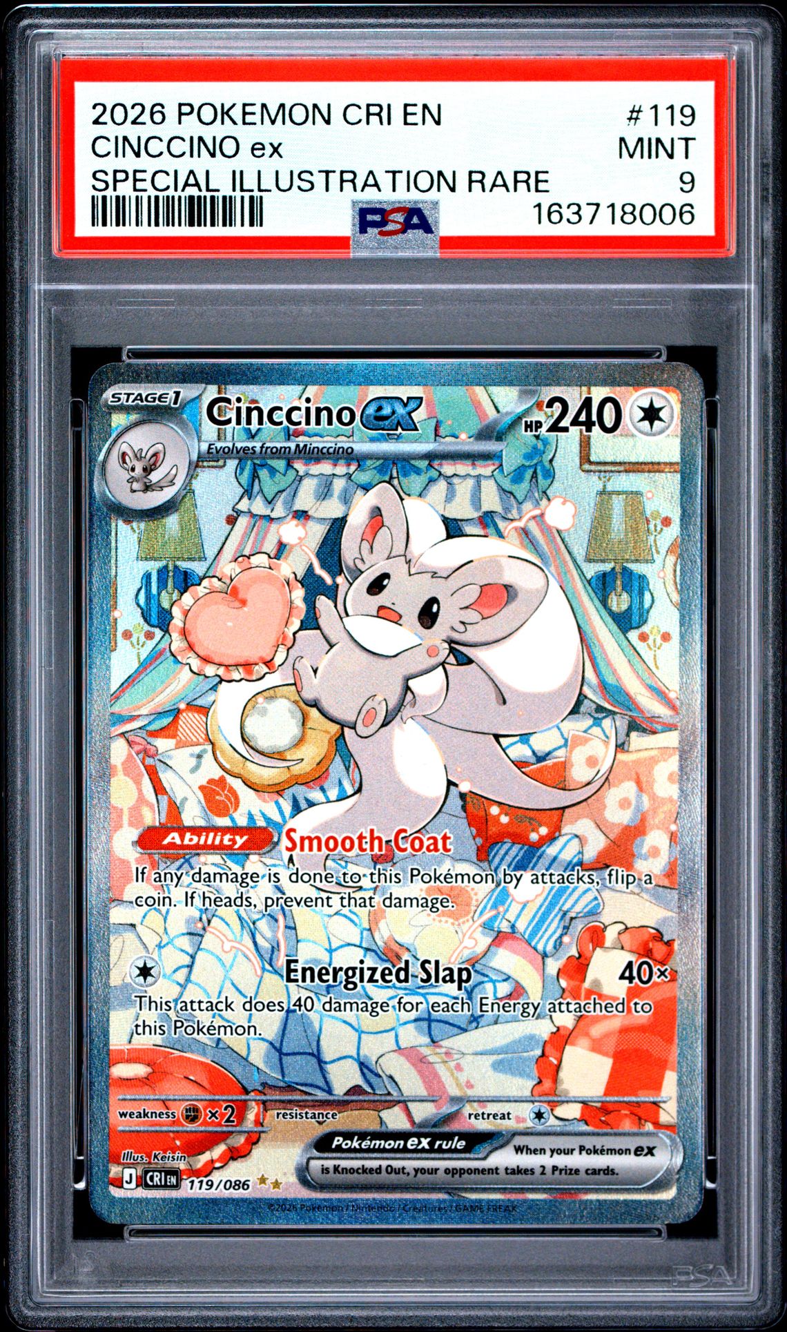 2026 Pokemon Cri En-Chaos Rising Cinccino Ex #119 (Special Illustration Rare) Mint 9 front