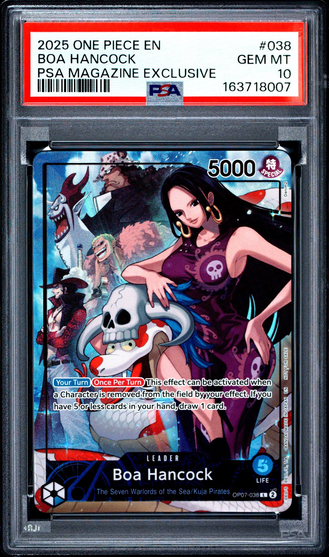2025 One Piece Promos Boa Hancock #038 (Psa Magazine Exclusive) Gem Mt 10 front view - PSA graded GEM MT 10