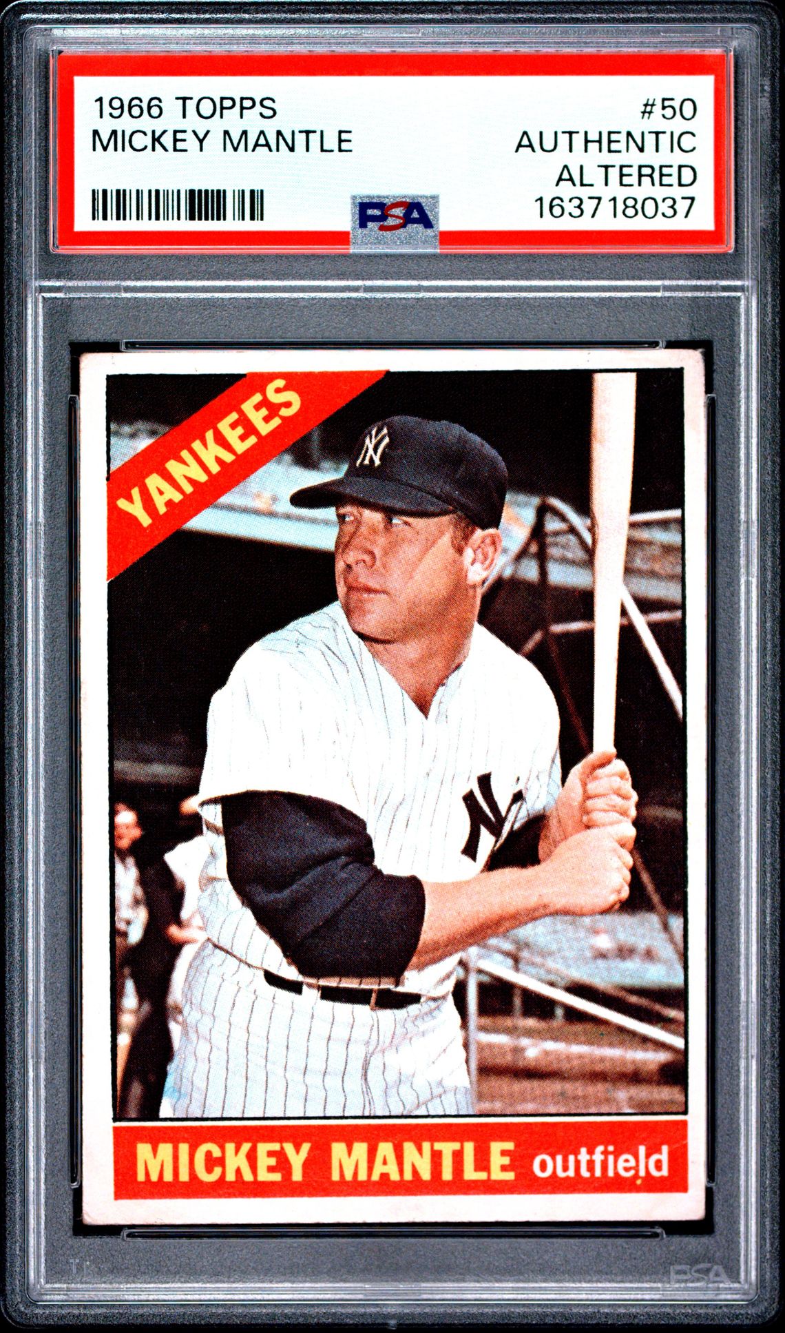 1966 Topps Mickey Mantle #50 Aa: Authentic Altered front