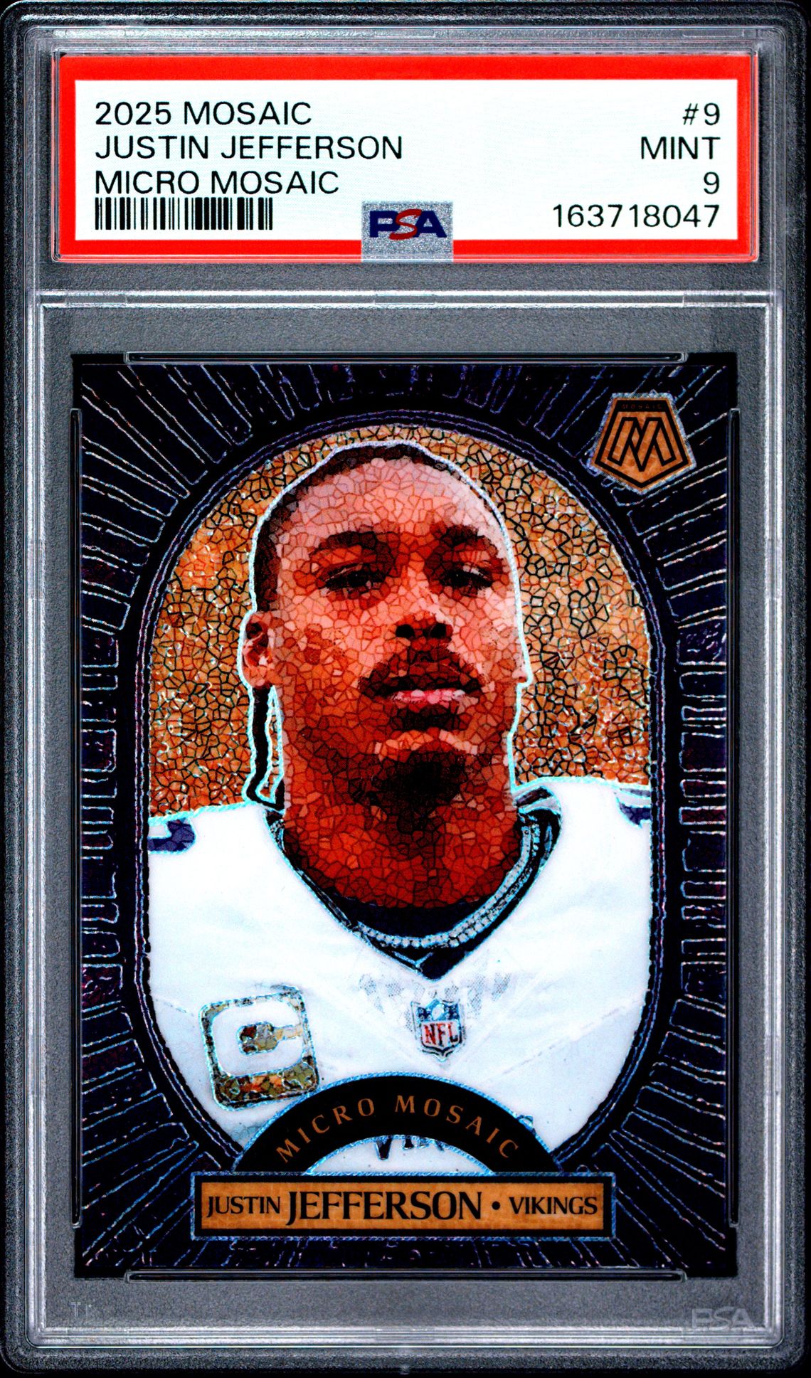 2025 Panini Mosaic Micro Mosaic Justin Jefferson #9 Mint 9 front