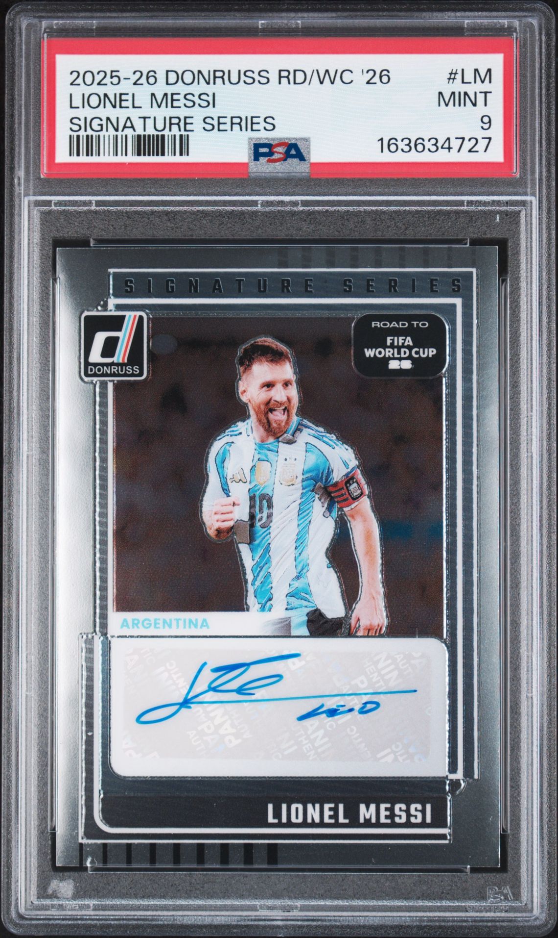 2025-2026 Panini Donruss Road To Fifa World Cup '26 Signature Series Lionel Messi #Lm Mint 9 front
