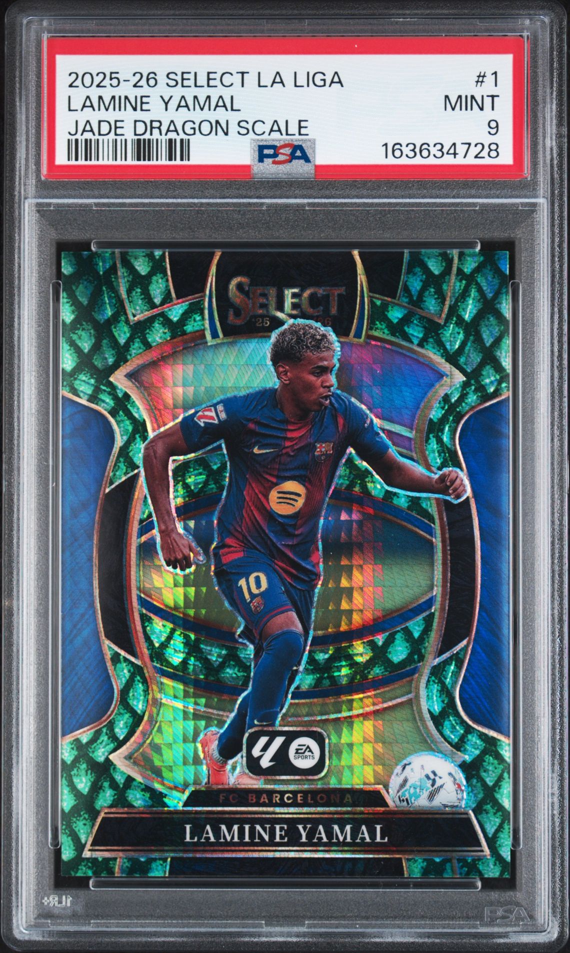 2025-2026 Panini Select La Liga Lamine Yamal #1 (Jade Dragon Scale) Mint 9 front