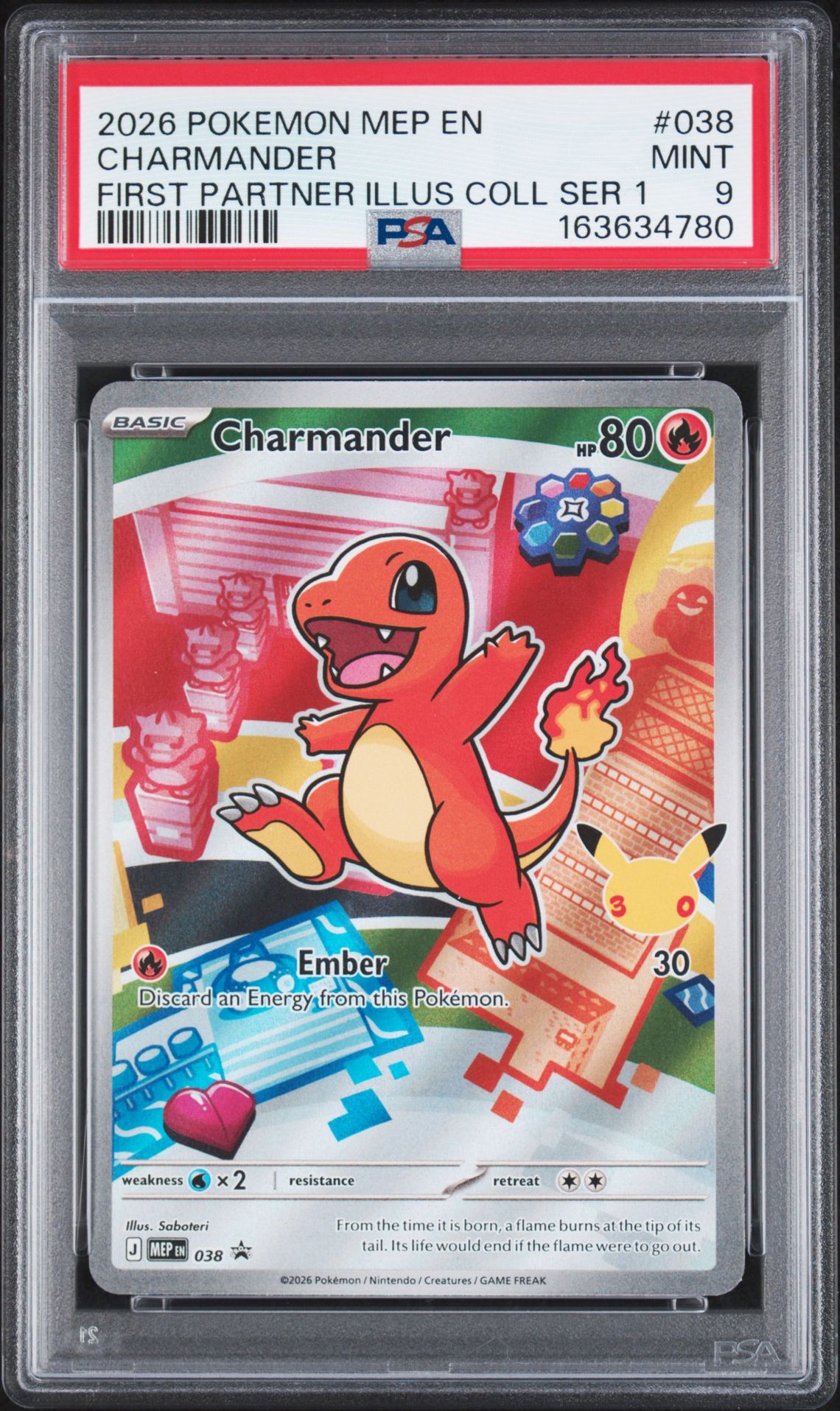 2026 Pokemon Mep En-Me Black Star Promo Charmander #038 (First Partner Illus Coll Ser 1) Mint 9 front