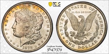 1878 8TF $1 VAM 20, Doubled Date MS63+ 