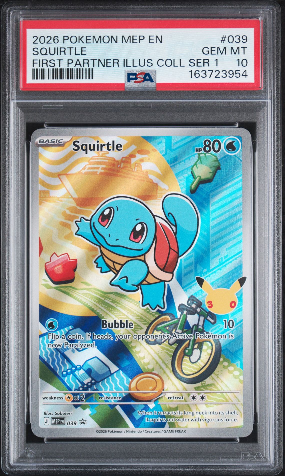2026 Pokemon Mep En-Mega Evolution Black Star Promos Squirtle #039 (First Partner Illus Coll Ser 1) Gem Mt 10 front