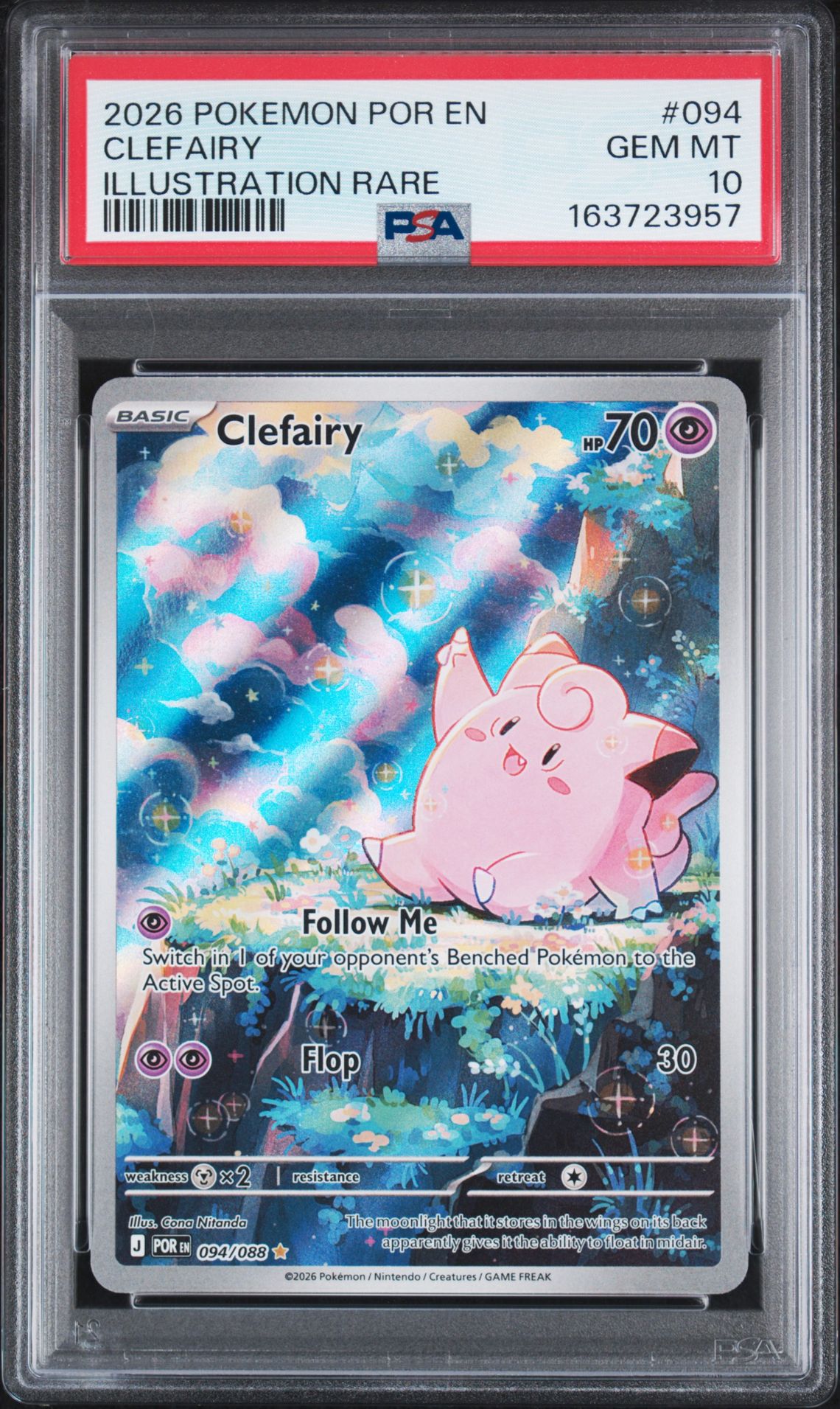 2026 Pokemon Por En-Perfect Order Clefairy #094 (Illustration Rare) Gem Mt 10 front view - PSA graded GEM MT 10