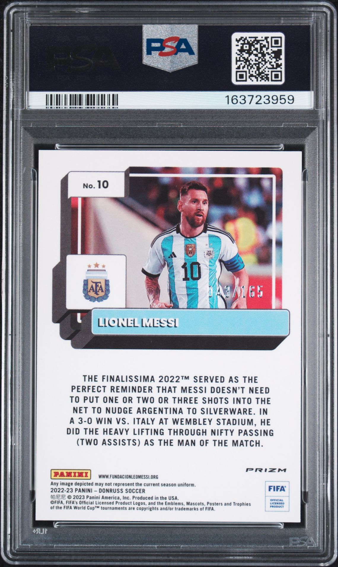 2022 Panini Donruss Fifa Lionel Messi #10 (Optic-Red) Mint 9 back