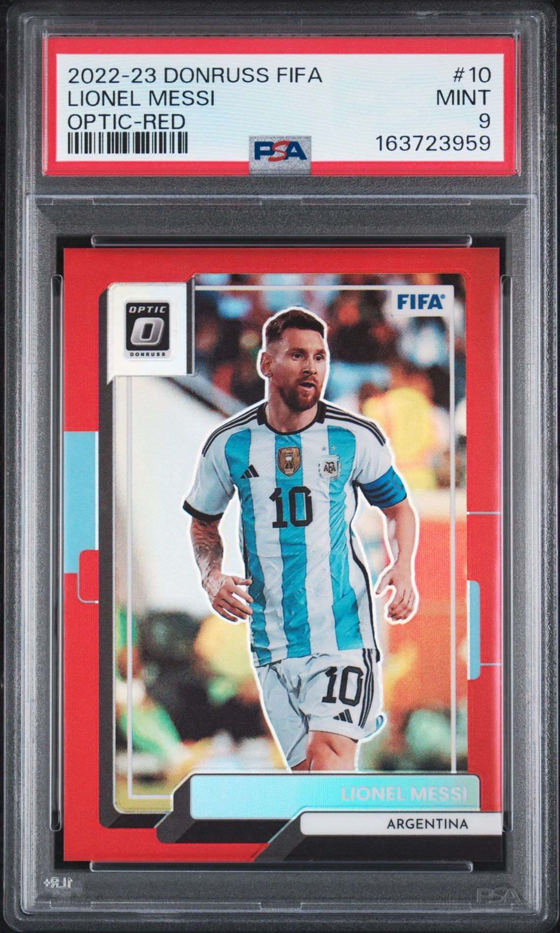 2022 Panini Donruss Fifa Lionel Messi #10 (Optic-Red) Mint 9 front