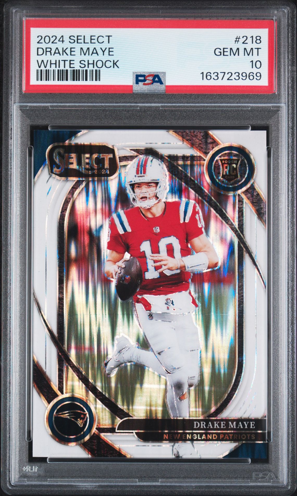 2024 PANINI SELECT DRAKE MAYE WHITE SHOCK 218 GEM MT 10 front