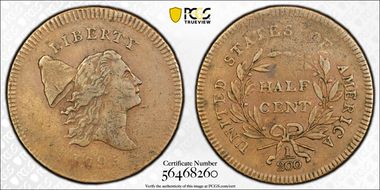 1795 1/2C No Pole, Plain Edge XF40BN