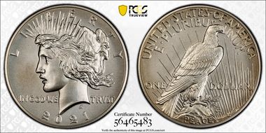 2021 $1 Peace Dollar 100th Anniversary MS69