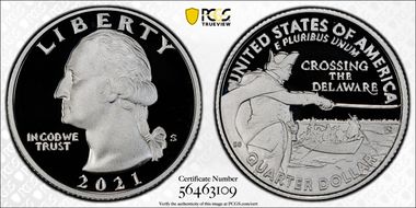 2021-S 25C Crossing the Delaware-Silver Limited Edition Proof Set - First Strike PR69DCAM