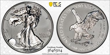 2021-S $1 Silver Eagle Rev PR - Type 2 Designer Edition - First Strike PR70