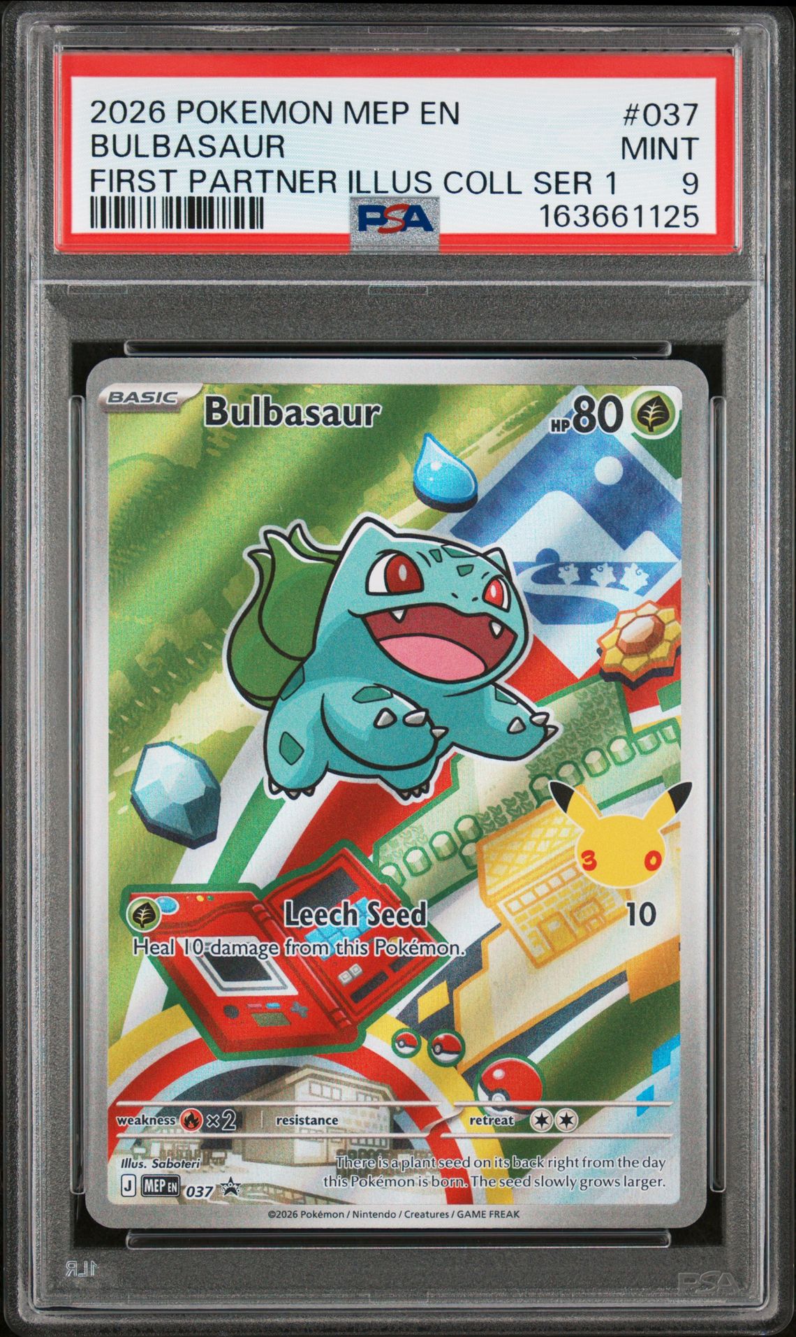 2026 Pokemon Mep En-Me Black Star Promo Bulbasaur #037 (First Partner Illus Coll Ser 1) Mint 9 front
