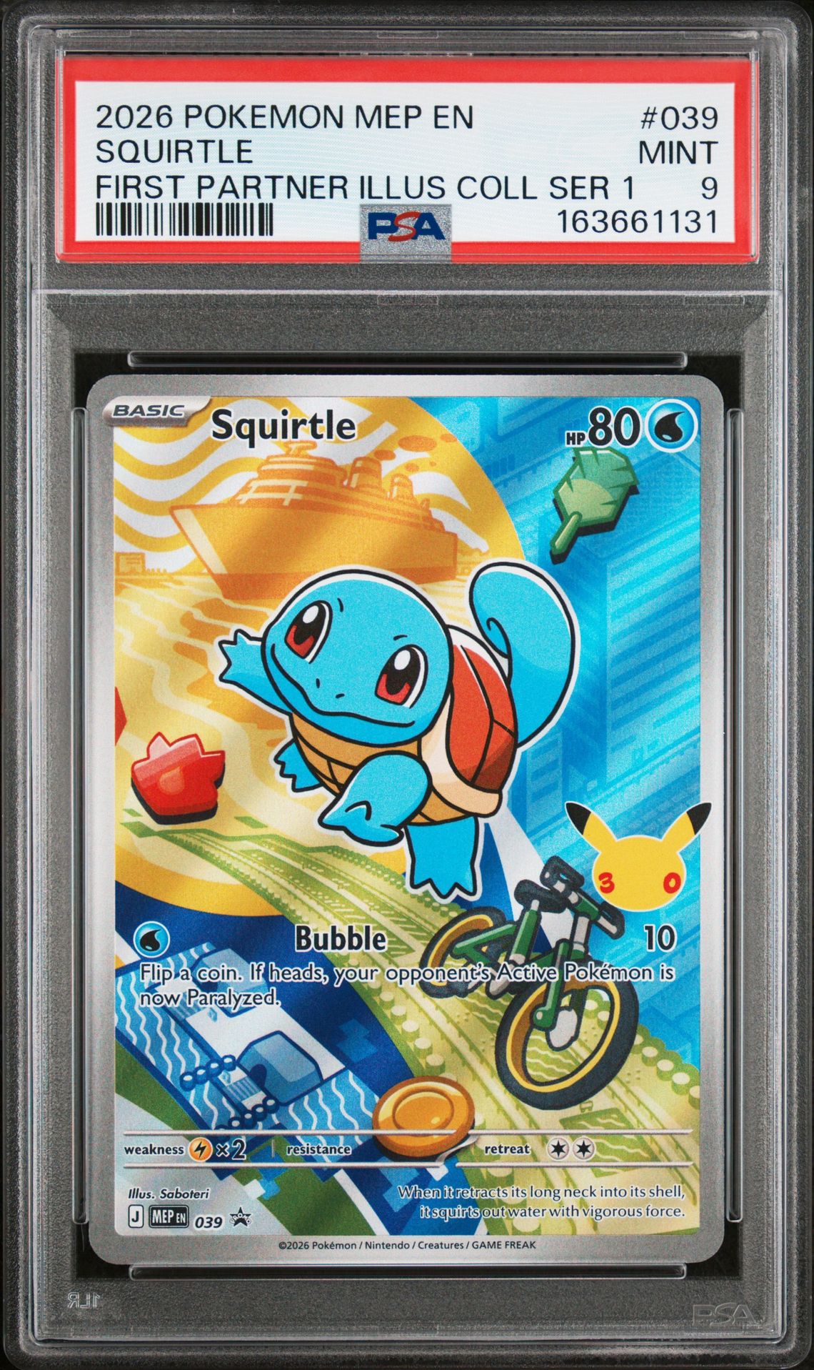 2026 Pokemon Mep En-Me Black Star Promo Squirtle #039 (First Partner Illus Coll Ser 1) Mint 9 front