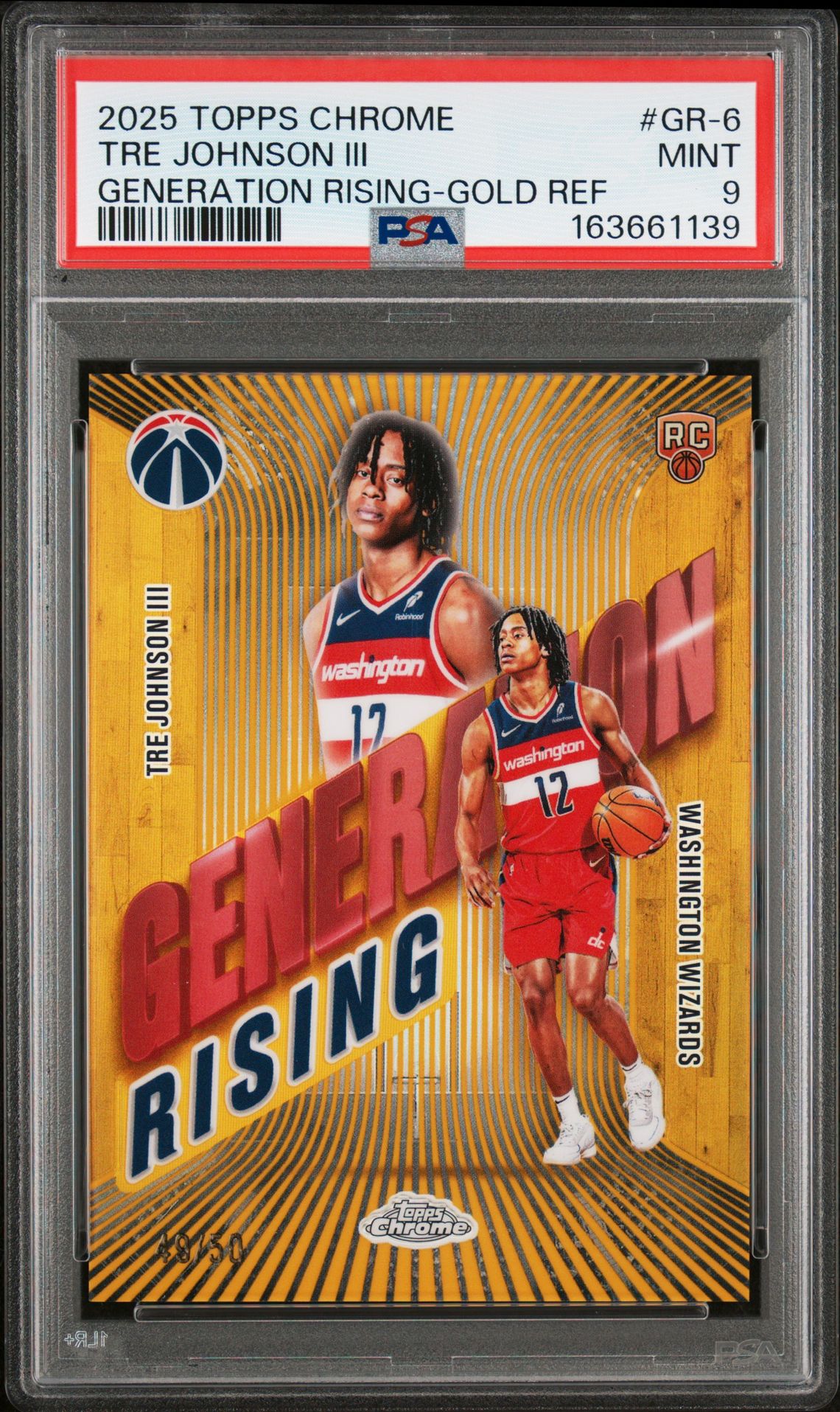 2025 Topps Chrome Generation Rising Tre Johnson Iii #Gr-6 (Generation Rising-Gold Ref) Mint 9 front