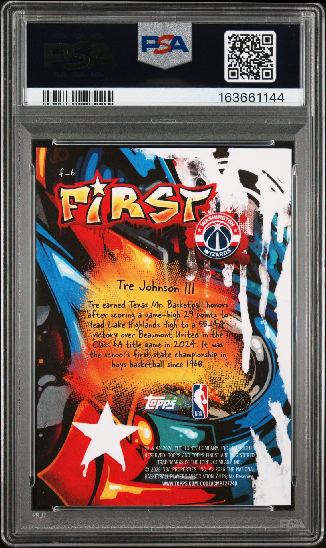 2025 Topps Finest First Tre Johnson Iii #F-6 (First-Orange Refractor) Mint 9 back