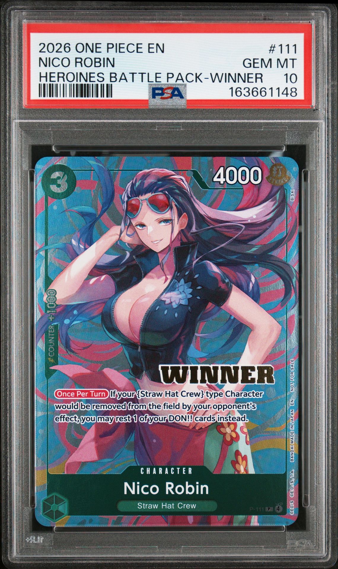 2026 One Piece Heroines Battle Pack Nico Robin #111 (Heroines Battle Pack-Winner) Gem Mt 10 front