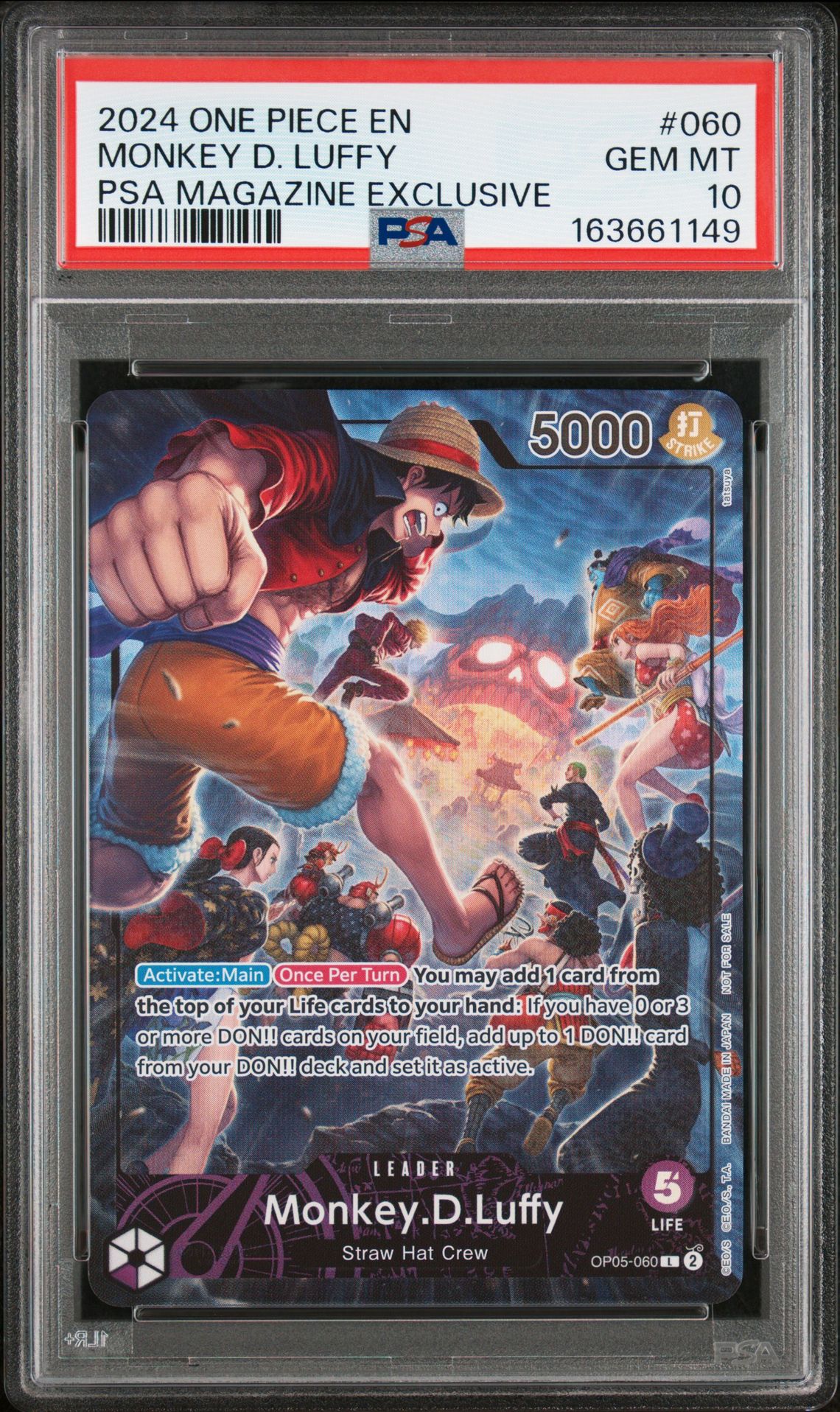 2024 One Piece Promos Monkey D. Luffy #060 (Psa Magazine Exclusive) Gem Mt 10 front