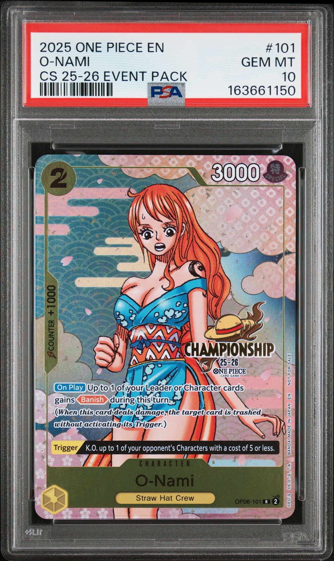 2025 One Piece Championship 2025-26 Event Pack O-Nami #101 Gem Mt 10 front